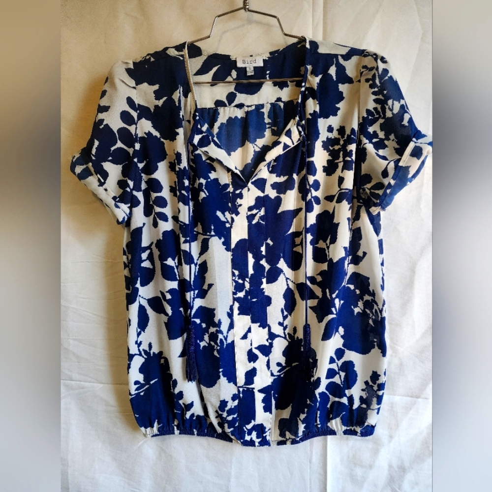 Bird, small, sheer blouse